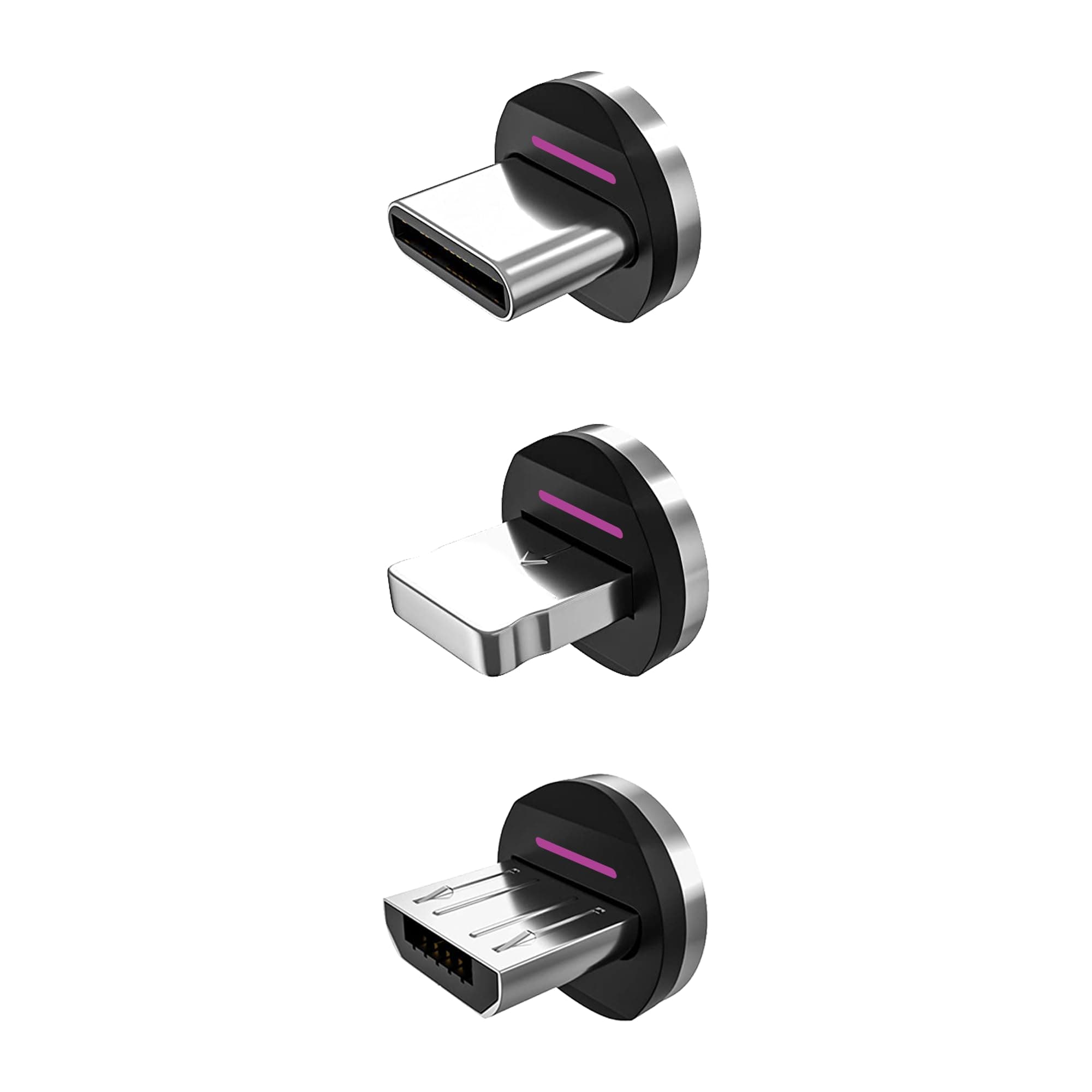 Statik 360 Pro Magnetic Connectors Tips - 3-Pack Includes i-Product, Micro USB and USB-C Magnetic Adapter - Compatible with All Devices