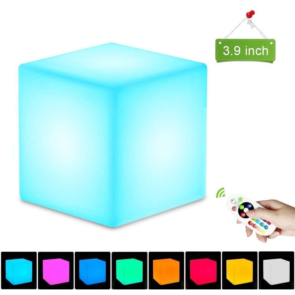 2nDlove Mood Lighting, LED Glow Cube Mood Light, Dimmable Bedside Night Light Desk Lamp, Rechargeable 16 RGB Colour Changing with Remote Control, 11 Level Brightness, for Home Outdoor Decor (3.9 inch) [Energy Class A]