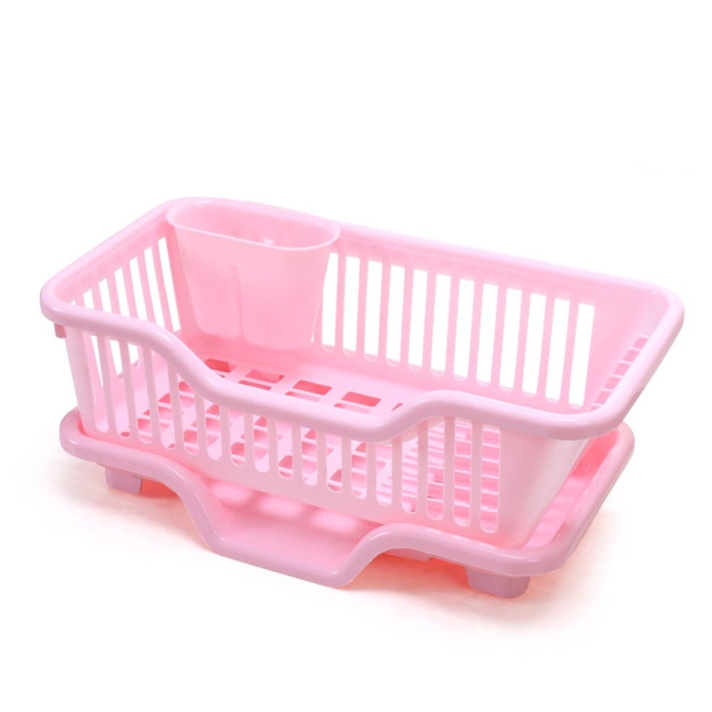 Household items Kitchen Racks Thick Plastic Storage Rack Dripping Dishes Treatment Dish Rack Dripping Dish Rack (Pink)