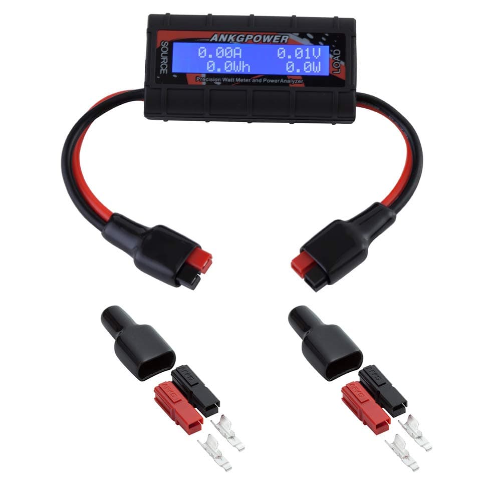 150A Watt Meter Power Analyzer, High Precision RC with Digital LCD Screen&2 Sets of 45amp Power Pole Connectors for Voltage (V) Current (A) Power (W) Charge(Ah) and Energy (Wh) Measurement