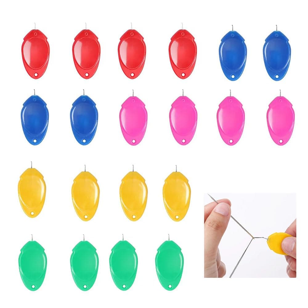 Bouclel Plastic Needle Threaders,Embroidery Simple Needle Threader Great for Needle Work, Needle Threader for Hand Sewing (20 PCS 5 Colors)
