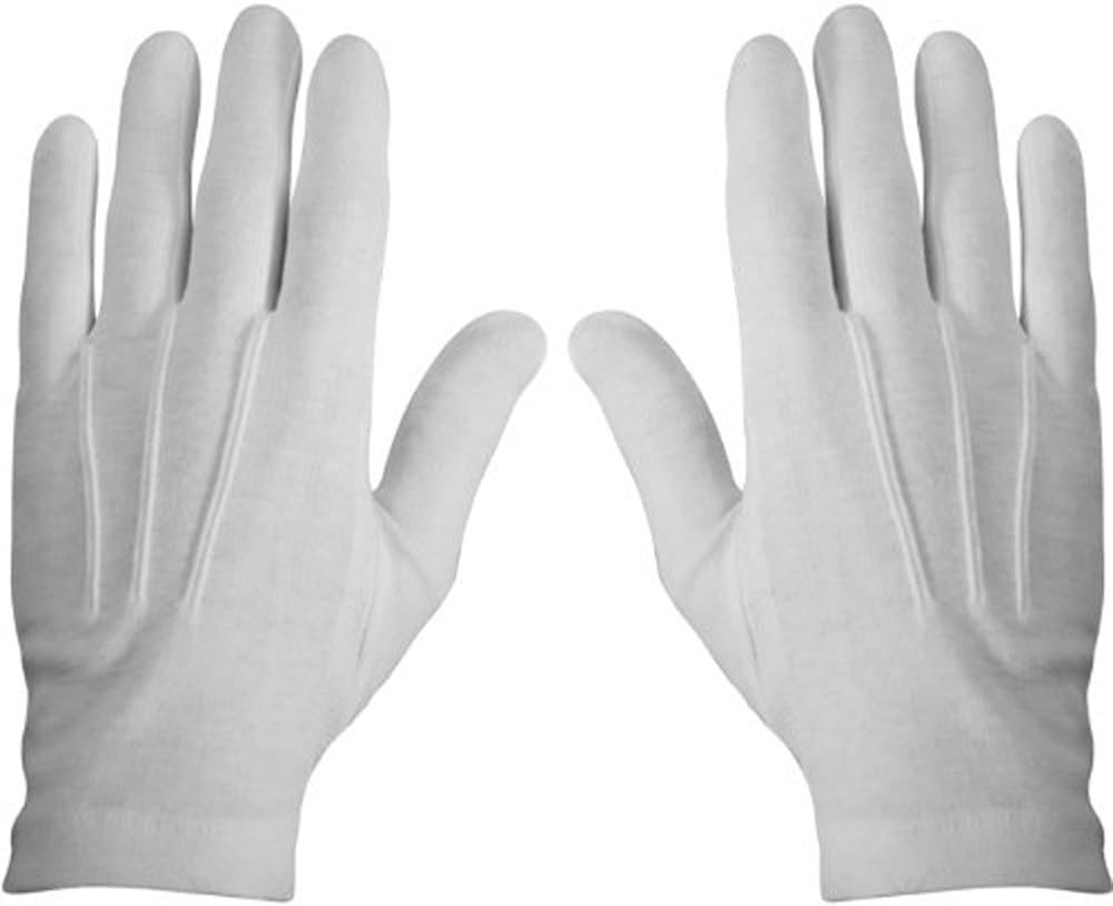 WHITE STITCHED COTTON GLOVES- PAIR (X-LARGE)
