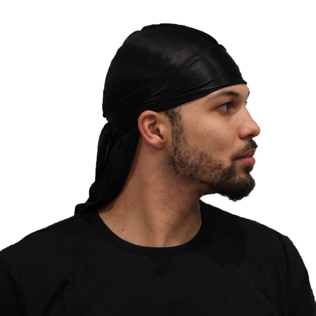 Silk Durag for Men - Silky Satin Wave Cap - Extra Long Straps & Outer Seams for 360 Waves
