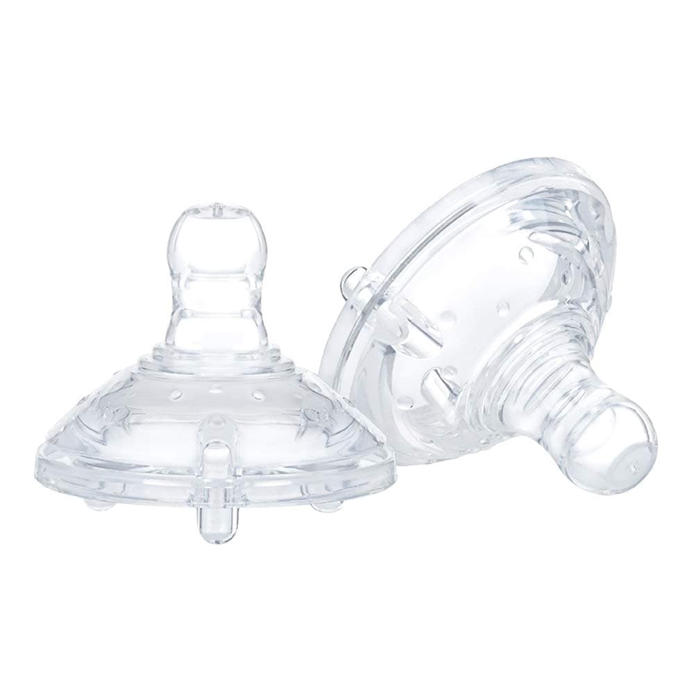 Nuby Medium Flow Anti-Colic Bottle Teats, Easy Latch, Soft Flex Silicone, Breast Like Teats, Pack of 2