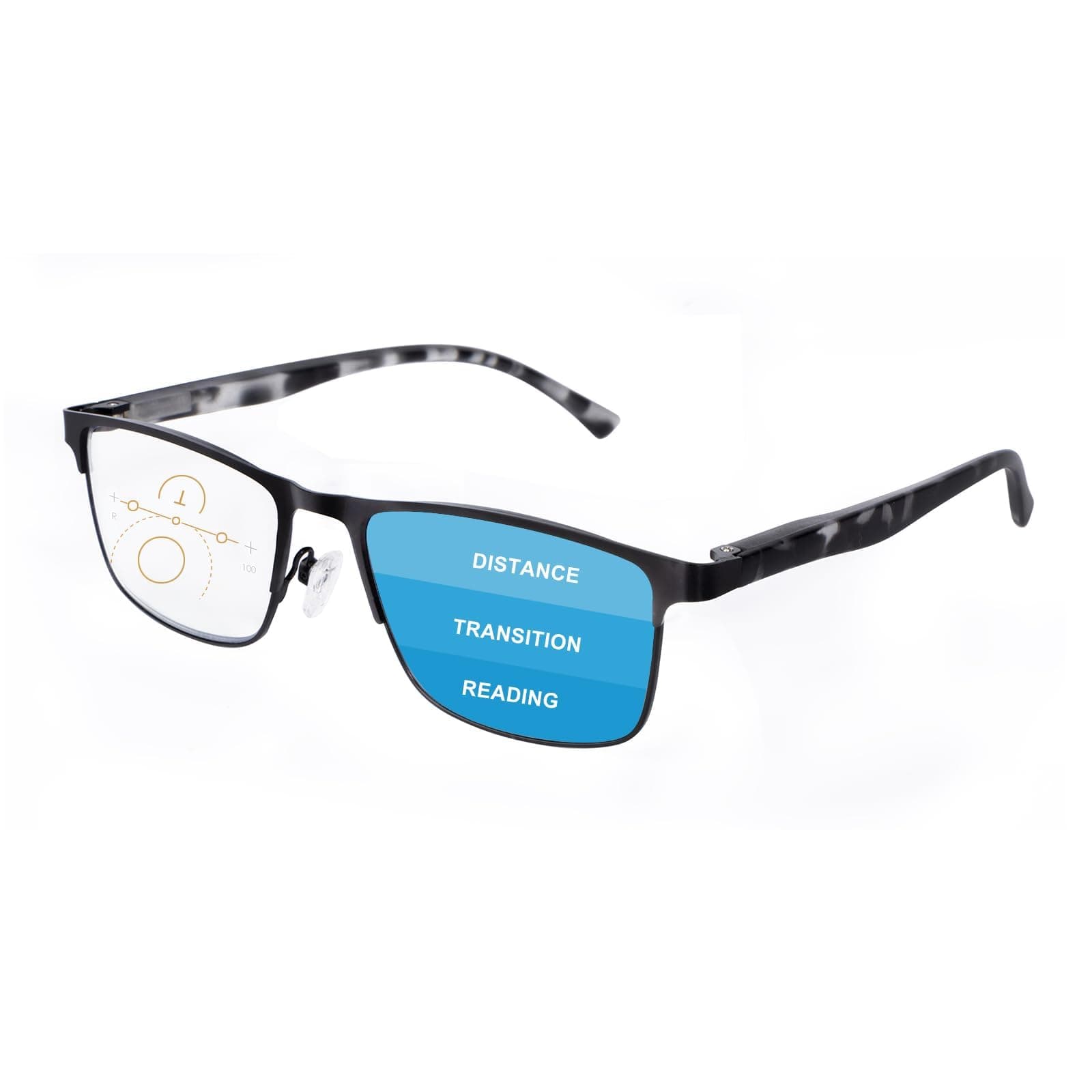 OKH Progressive Multifocal Reading Glasses Blue Light Blocking for Men Varifocal Rectangle Eyewear Readers Anti Glare Eye Strain Multi Focus Reading Eyeglasses +2.0