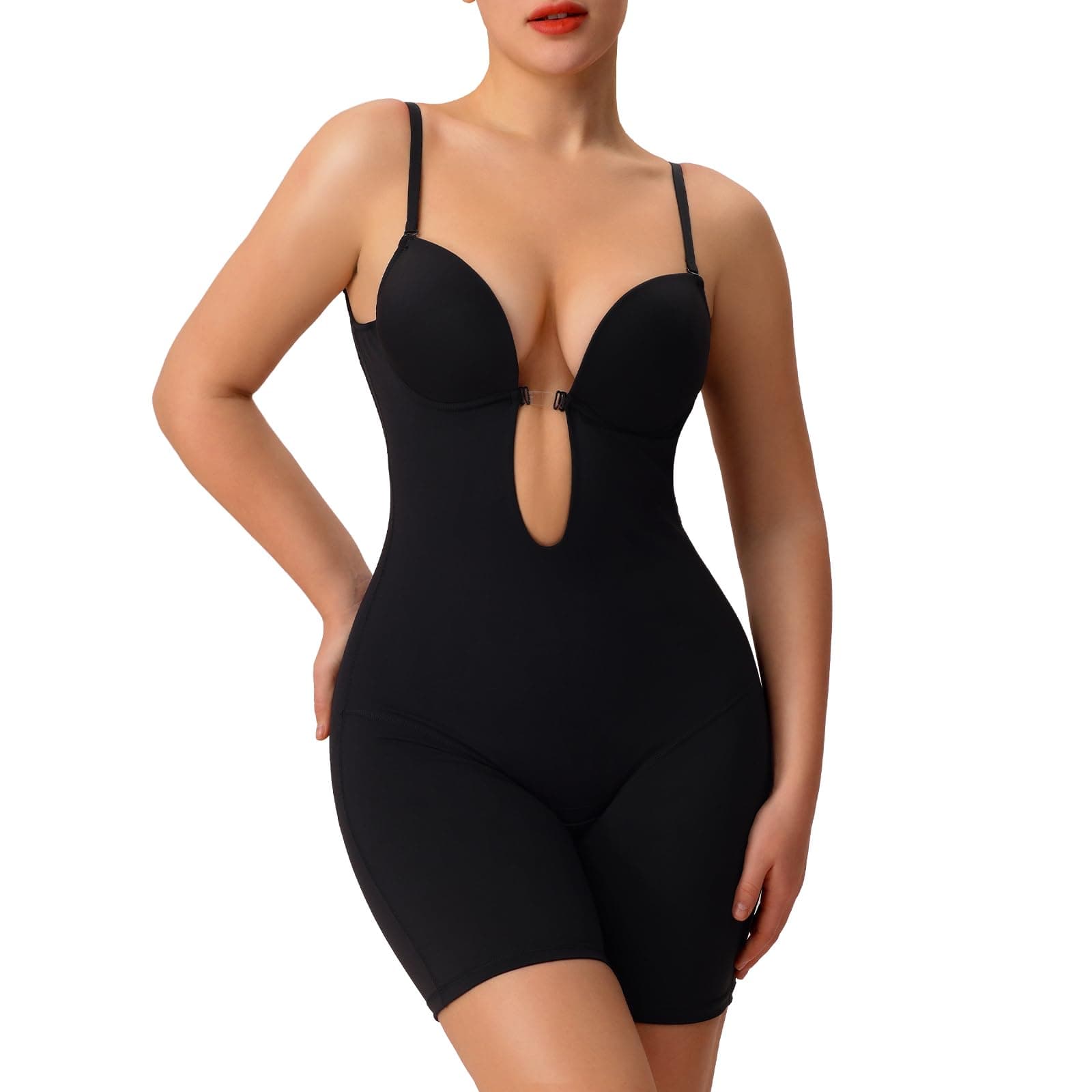 Slimers Backless Tummy Control Bodysuits Strapless Backless Backless Slimming Bra for Women Built-in Plunge Bra