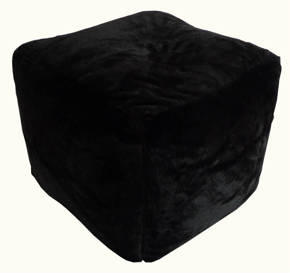 Faux Fur Pouf - Black