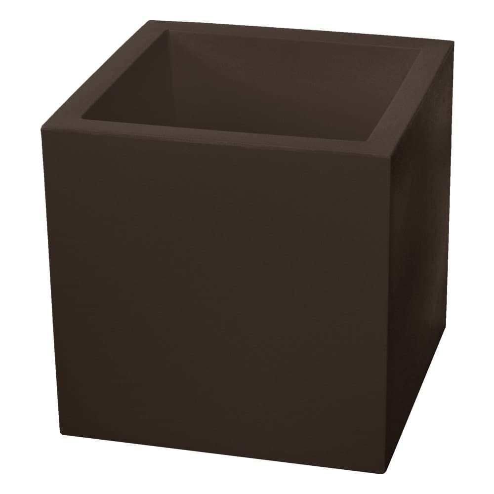 ALMI Cube Planter Box – 12-Inch Plastic Square Planter Pot For Garden, Elegant Shaped Flower Tree Pot, Planter For Plants, Small Trees, Plant Pot, UV Resistant Paint, Indoor & Outdoor, Brown