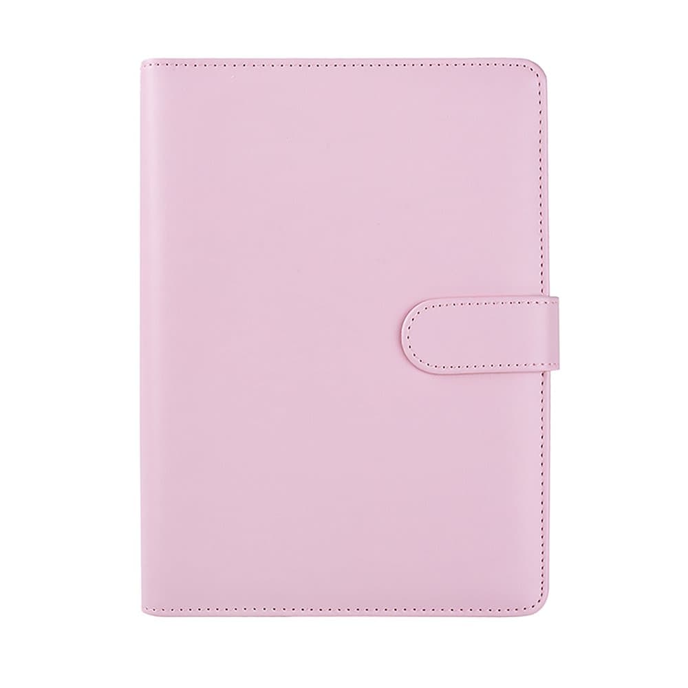Jia Hu Leather Refillable Notebook Cover Replace Binder Rings with Pen Loop,Inner Pocket Pink