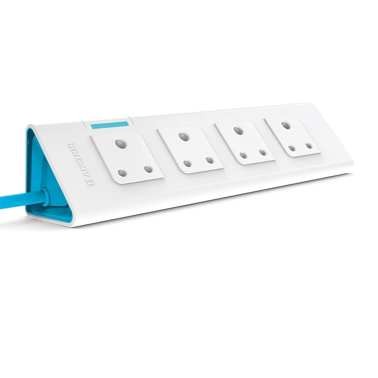anchor by panasonic 22061 6A Power Strip 4 Socket Spike Guard with Single Switch (1.5 m, White and Blue)
