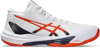 ASICSMen's Sky Elite FlyteFoam Mid Top 3 Volleyball Shoes, 15, White/NOVA Orange