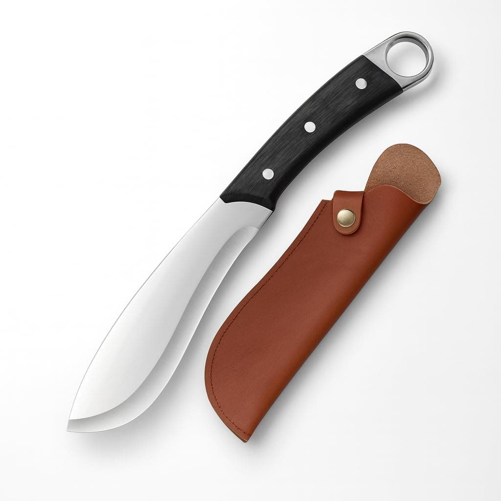 - Machado Hand-Sharpened Knife with Leather Sheath - Forged Multipurpose Meat Cleaver Butcher Kitchen Knife