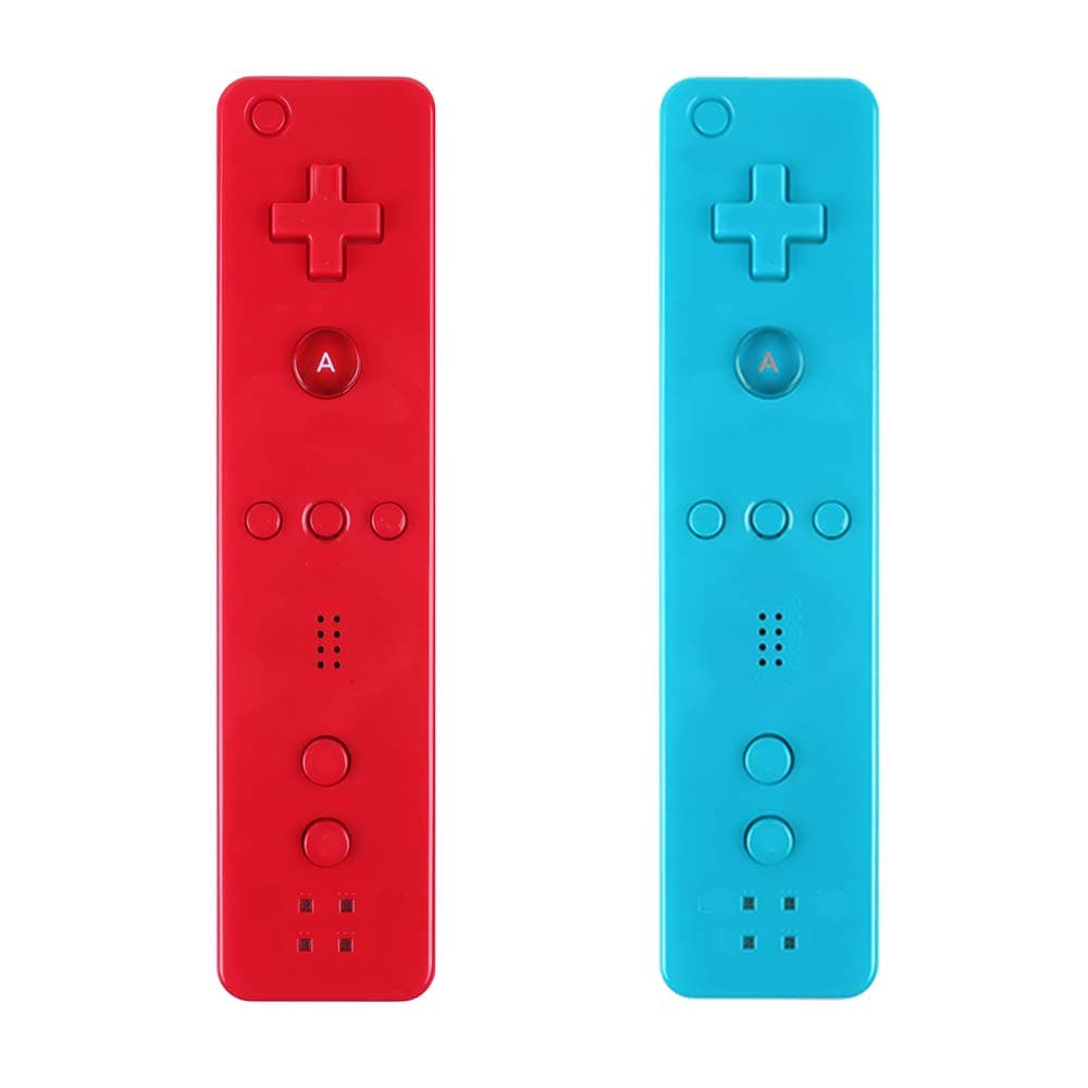Yosikr 2 Packs Remote Wireless Controller Compatible for wii / wii u Console-with Silicone Case and Wrist Strap (Red and Blue)