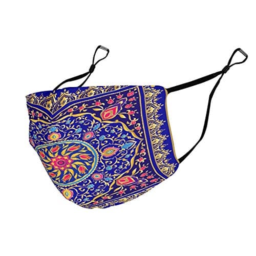 Haomingjiu Mandala Flower Polyester Face Shield with Adjustable Ear Loops Pet Dander for Women and Men White OneSize