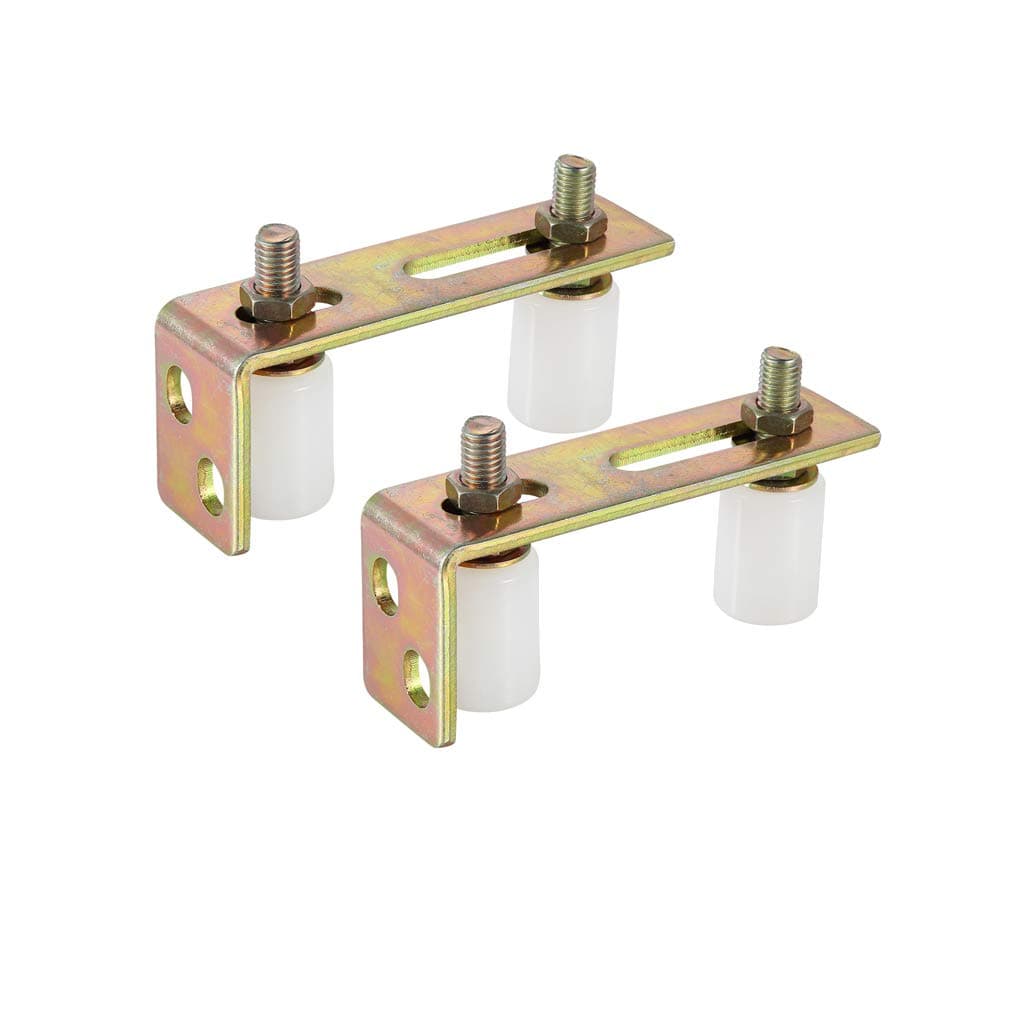 - Slide Gate Guide Roller with L Post Bracket, Adjustable Dual Nylon Rollers Gate Assembly Support for Sliding Rolling Gates 2-5/16" Max Capacity, Pack of 2