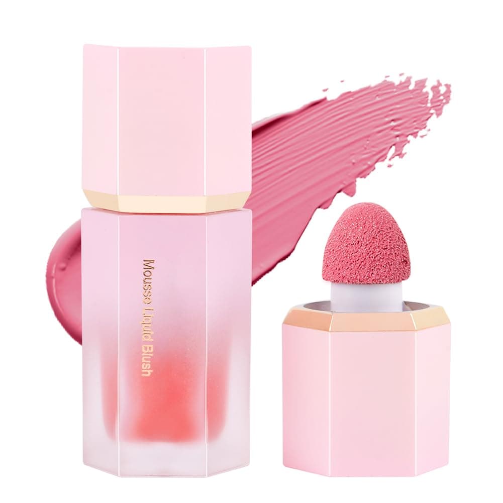LOPHE Liquid Blush for Cheeks, Soft Cream Liquid Blush Stick With Fine Glitter, Natural-Looking Face Cheek Tint Blush Makeup, Long Lasting Blendable Lightweight Moisturizing Beauty Makeup for Cheeks