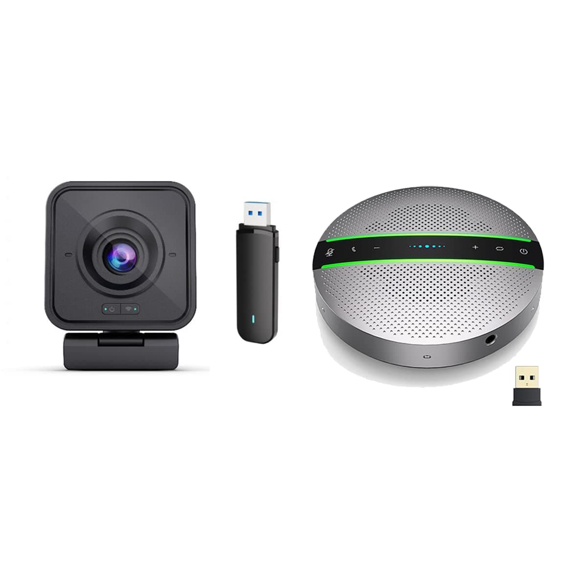 Project Telecom 1080p Wireless Webcam with Microphone & Bluetooth Speakerphone – USB Web Cam & Audio Kit for PC, Laptop, Zoom, Teams, Video Conferencing – Plug & Play Streaming Camera with Speaker