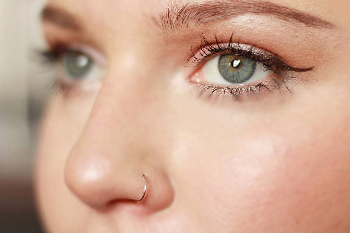 iDealsiDeals Thin Small Sterling Silver Rose Gold Open Nose Ring Hoop 0.6mm Cartilage Piercing 10mm Silver