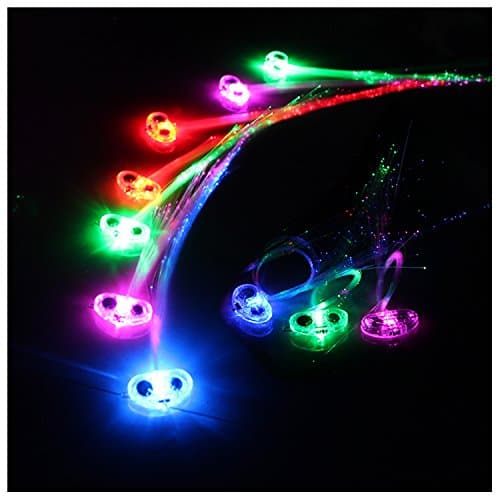 TIRSU 10 Pack flash braid Lights-up Fiber Optic Led Hair Alternating Multicolor Lights Flashing Hair Barrette Clip Braid HRLED-10pc