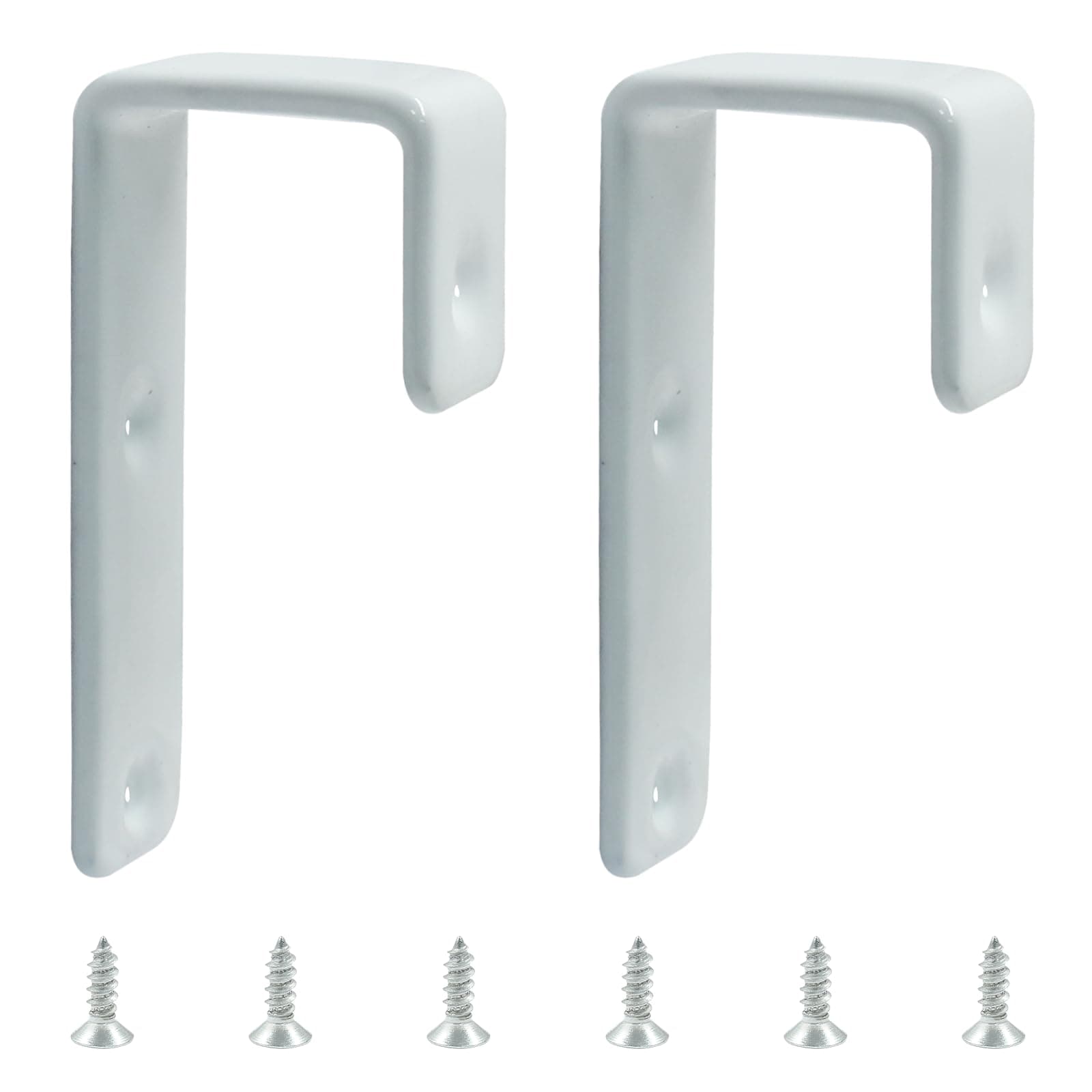 2Pcs White Bunk Bed Ladder Hooks Brackets Inside 1" Kids Bunk Bed Replacement Hardware PVC Iron Angled Hooks Ladder for Loft Bed