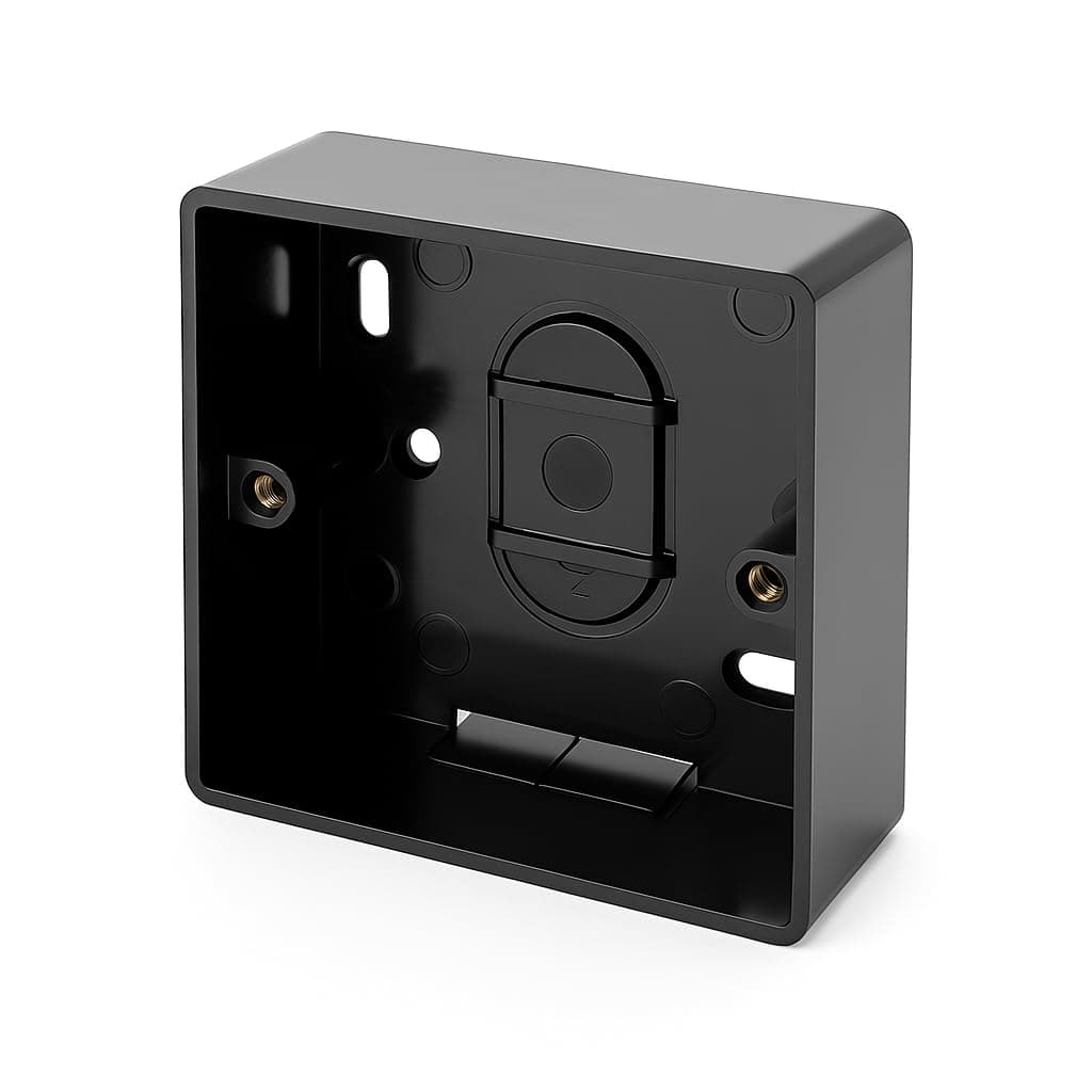 SHPELEC® Black Surface Mounted Pattress Box - Single/Double, Stylish and Durable Box for Mounting Electrical Devices, BS 5733 Compliant (1 Gang (Single))