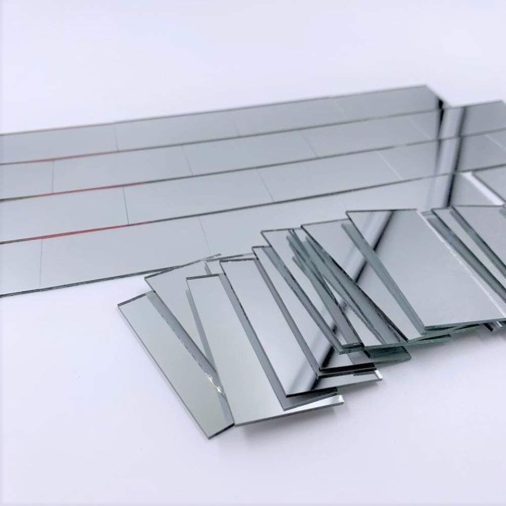 NUORUI 1" x 2" Glass Mosaic Rectangles Brick-Shaped Mirror Mosaic Tiles (Pack of 60) (25 x 50 mm)