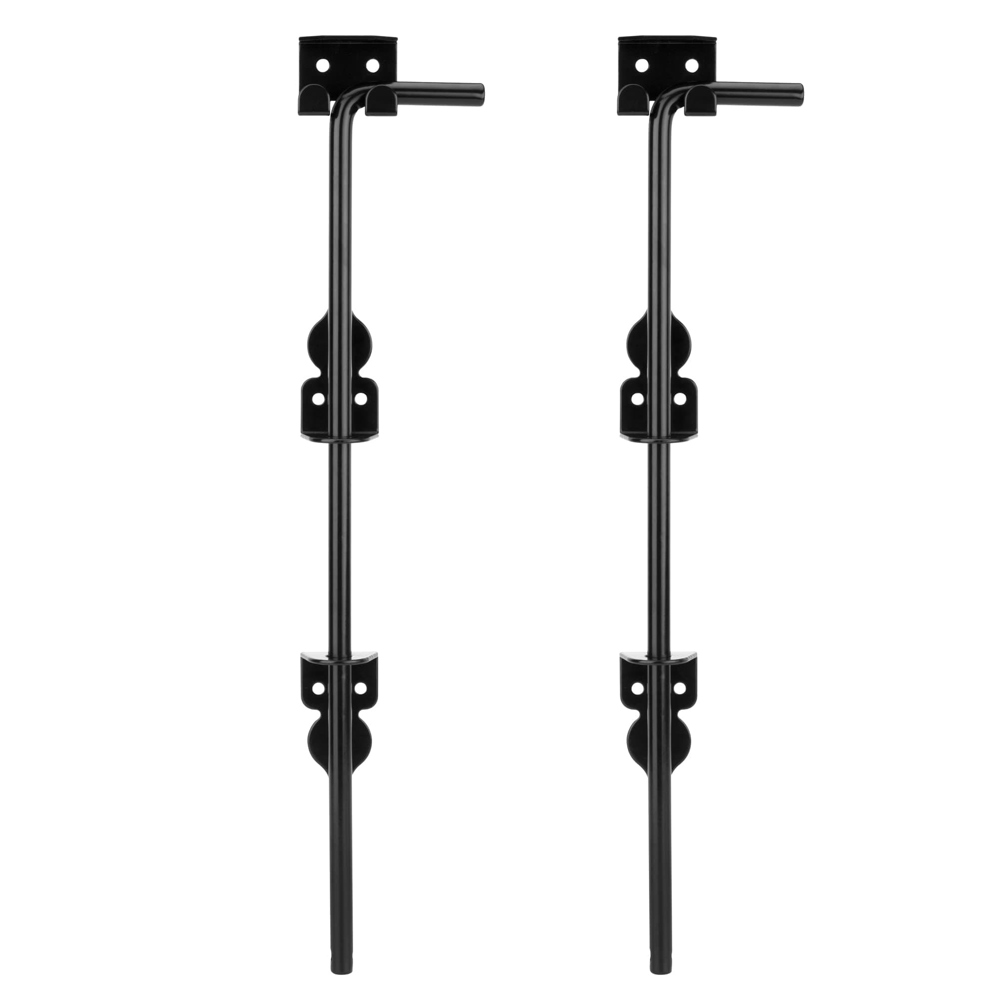18" Cane Bolt Drop Rod Heavy Duty Gate Hardware Black Solid Steel Gate Ground Latch for Wood PVC Vinyl Metal Gates Fences Doors, Holding Gate to The Ground, 2 Pcs