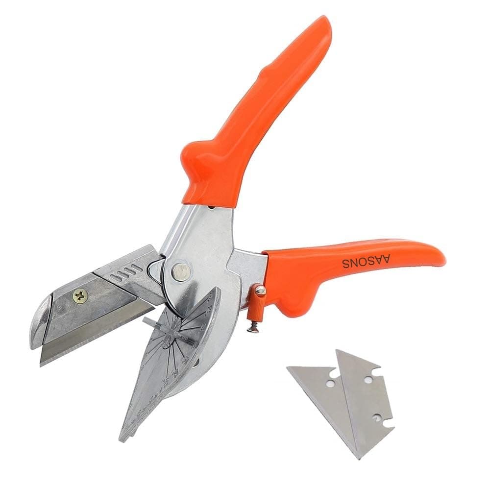 AASONS Multi Meter Shear Cutter, Degree Adjustable Angle Scissors Trim Shears Hand Tools for Cutting Soft Wood, PVC Multi Angle Mitre Gasket Shear Wire Duct Cutter Hand Tools, Orange - Set of 1