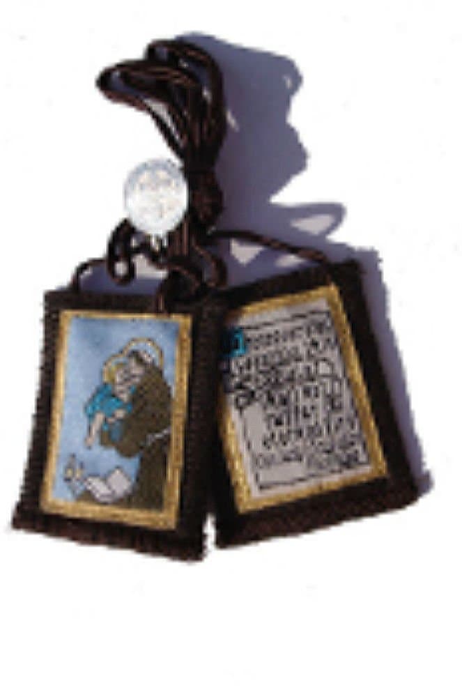 St. Anthony Wool Brown Scapular with Medallions