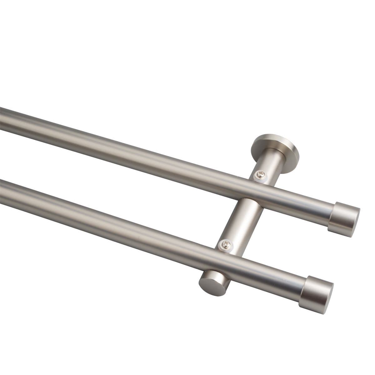Canzak Adjustable Window Drapery Double Rod Set, Brushed Nickel, Multiple lengths (26" - 47")