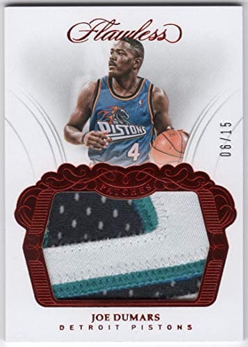 Joe Dumars 2017-18 Panini Flawless Ruby 3 Color Jersey Patch Serial #06/15 Detroit Pistons