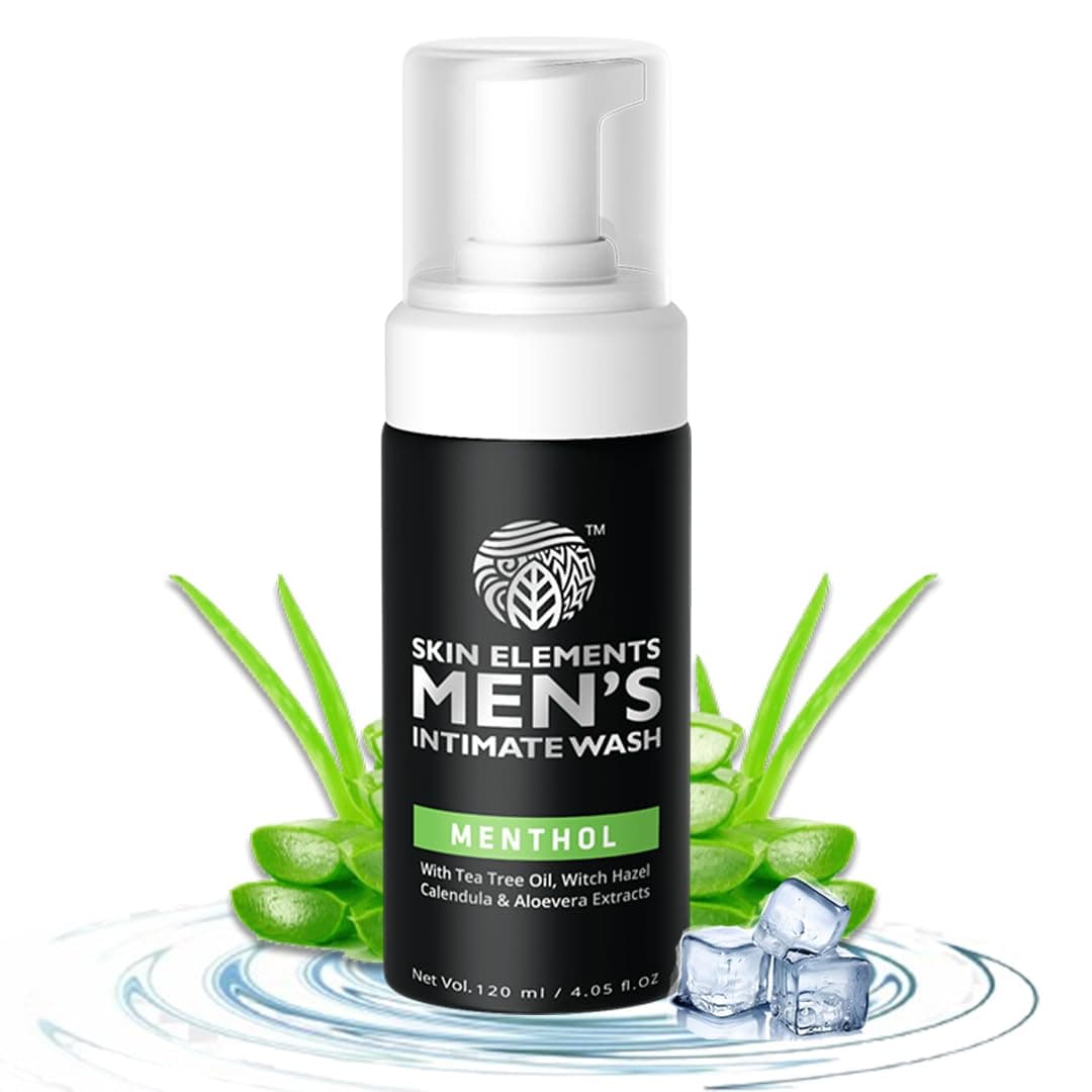 Skin Elements Men's Intimate Wash with Menthol (4.05 Fl Oz) | pH Balanced Foa...
