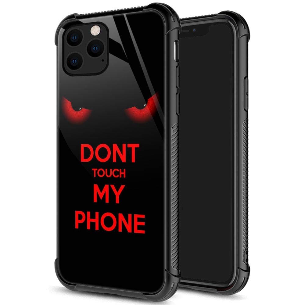 iPhone 11 Pro Max Case,9H Tempered Glass iPhone 11 Pro Max Cases Don't Touch My Phone for Men Boys, Pattern Design Shockproof Anti-Scratch Case for Apple iPhone 11 Pro Max Red Don't