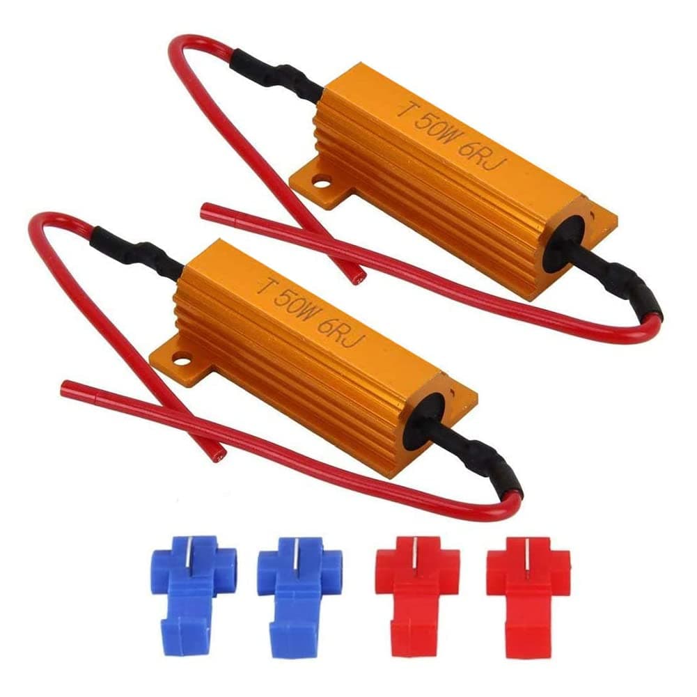 SageSunny 2pcs 50W 6OHM LED Load Resistor Fix Fast Hyper Flasher for LED Headlight Turn Signal Bulb DRL Fog Lamp Computer Warning Canceller Decoder