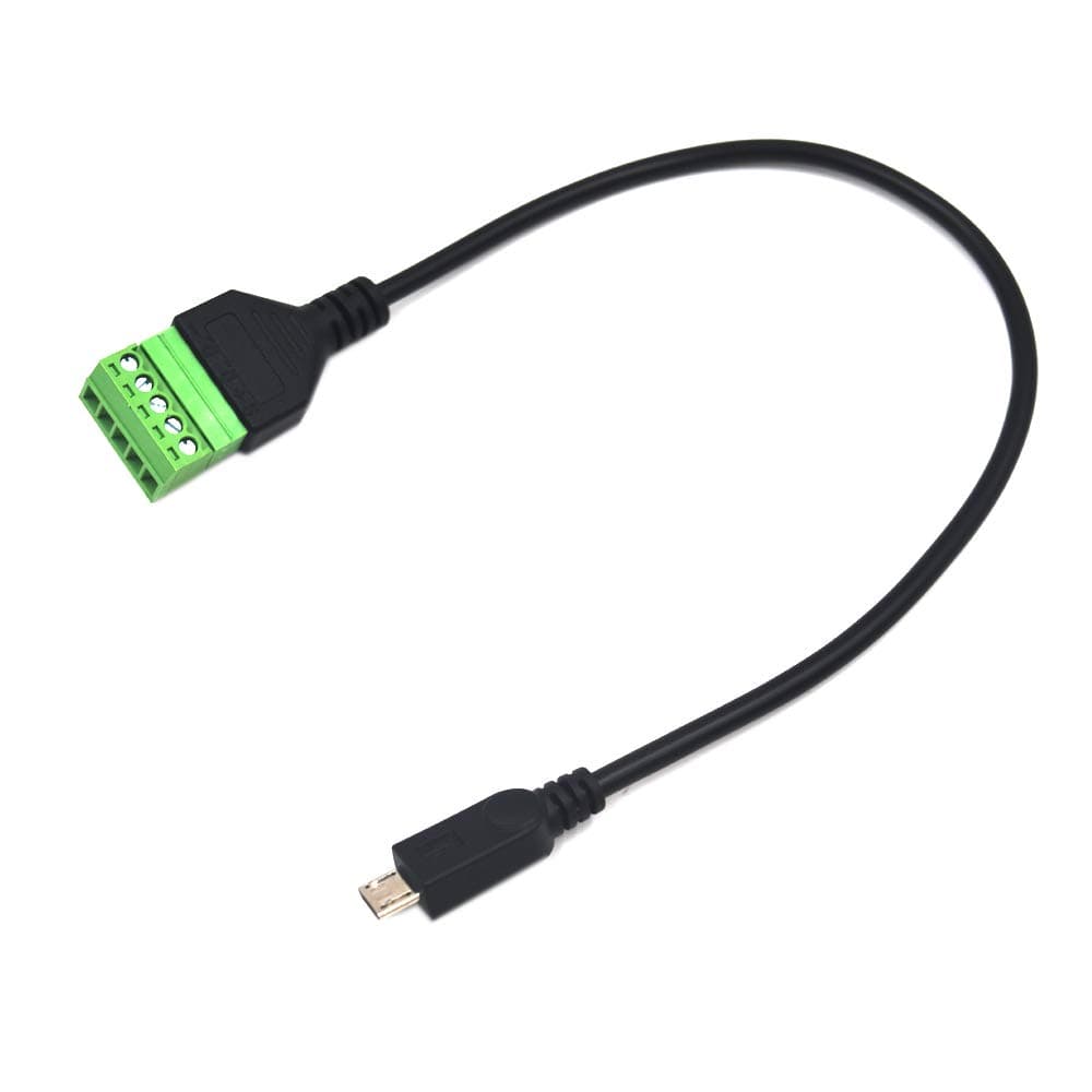kework 12 Inch Micro USB 5 Pin Male Terminal Block Cable, Micro USB Plug Bolt Screw Solderless Terminal Adapter Connector Charging and Data Transfer Cord
