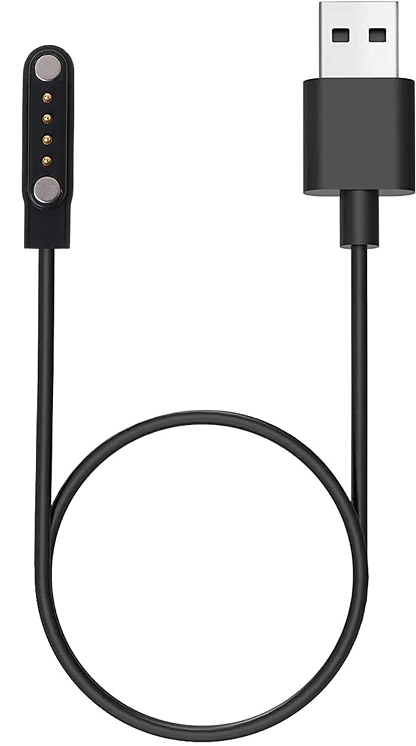 GLV Charging Cable for Fire Boltt Talk/Talk Pro/Thunder/360 Pro/Visionary/Invincible/Invincible Plus/Diamond/Infinity/Infinity Luxe/Eclipse/Quantum/Rock/Emperor/Wonder smartwatches - Black