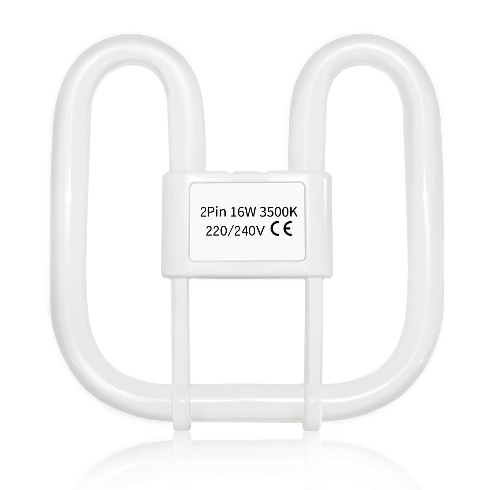 Akynite 16W 2D Square 2-Pin GR8 Cap Warm White (3500k) Compact Fluorescent Lamp, AC 230V, CFL 2 Pin Light Bulb, not dimmable, GR8 DD Flat Butterfly Bulb for Flush Ceiling Light, 1PC