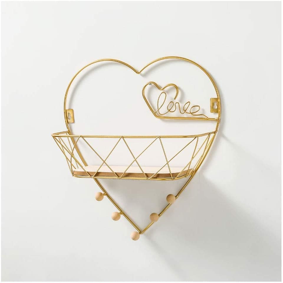 Coat Hooks Wall Hooks Coat Rack Wall Mounted Nordic Iron Coat Hook Multifunction Key Hat Sundries Rack Clothes Hanger Wooden Wall Decoration Hooks Storage Holders Coat Hook Hat Hooks ( Color : Love-go