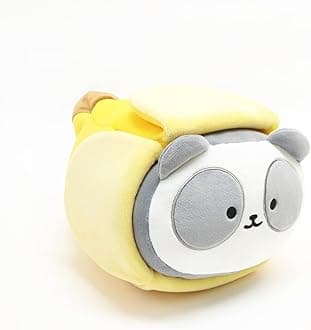 Pandaroll Plush in Banana Outfitz (12") – Kawaii Medium Stuffed Animal with Removable Costume – Cute Squishy Plush Toy Gift for Girls & Collectors