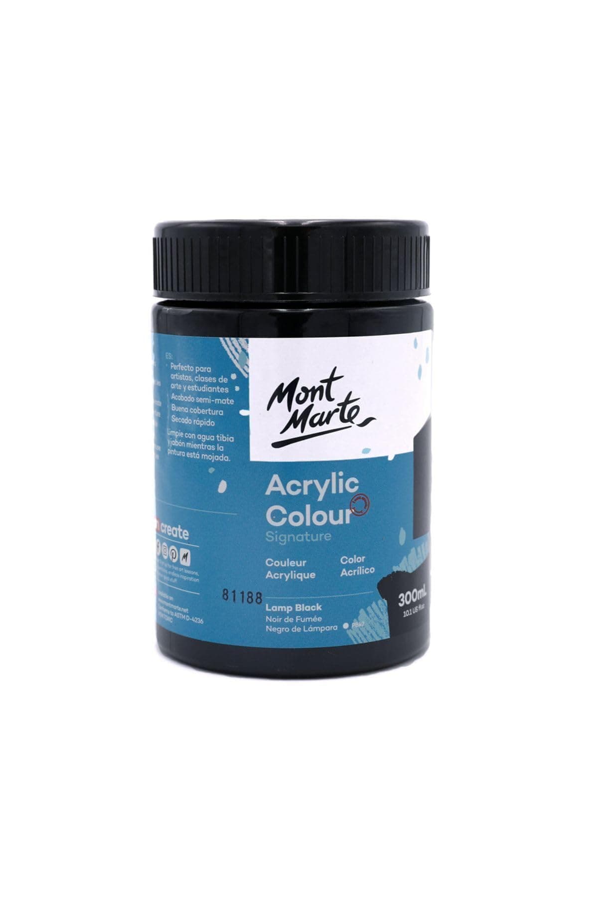Mont Marte - Acrylic Colour 300ml - Lamp Black