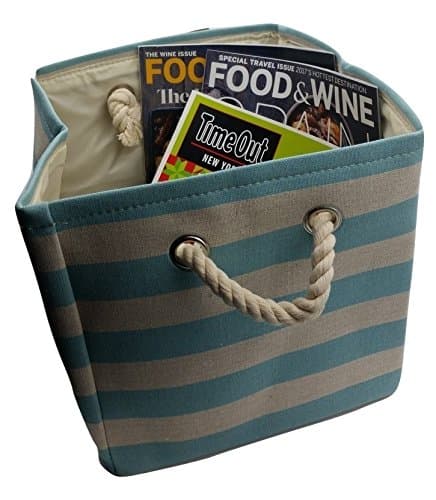 Collapsible Fabric Cube Organizer with Polyester Lining - Pack of 2 Turquoise/Beige