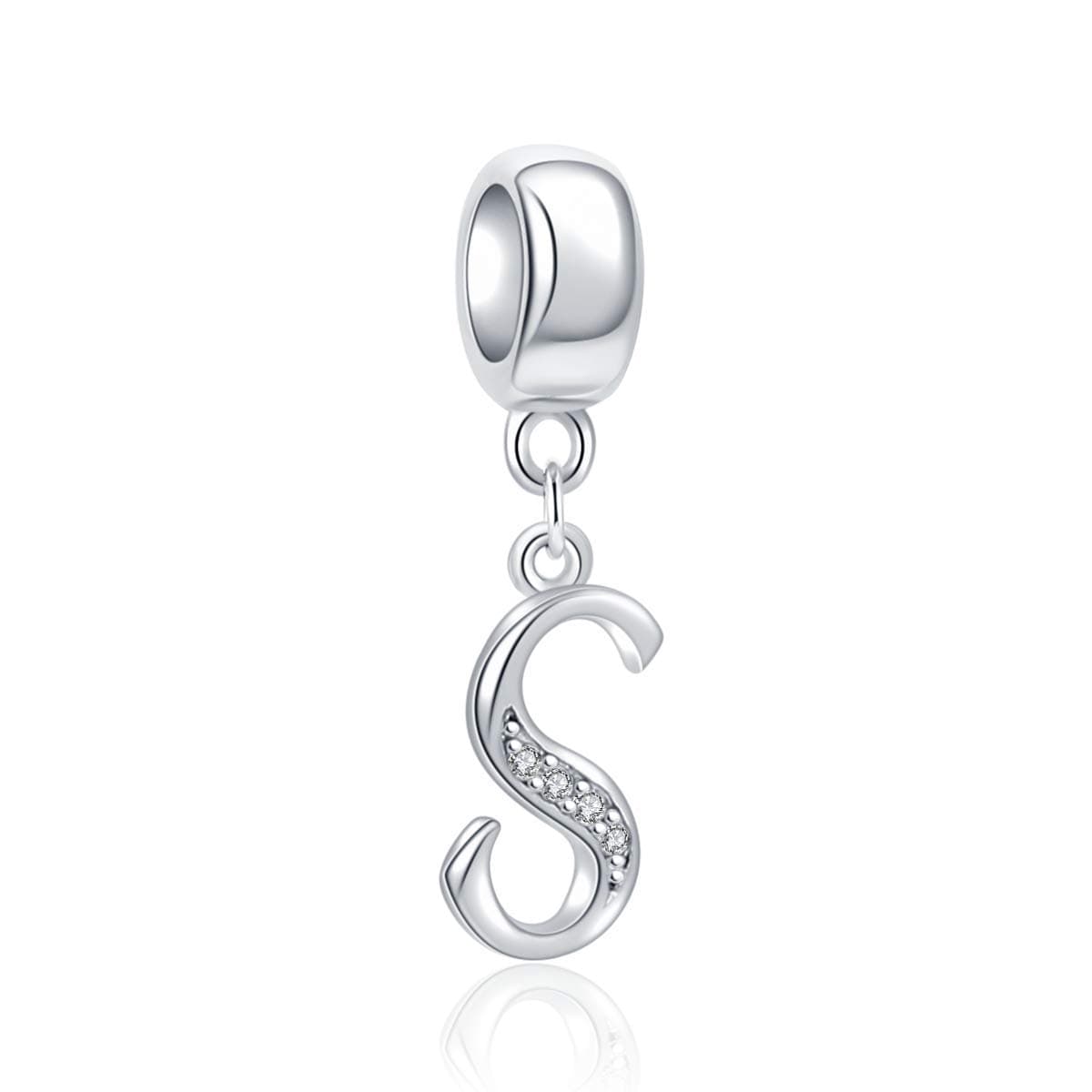 925 Sterling Silver Letter Beads Initial A-z Dangle Alphabet Crystal Charm Fits European Bracelet Gift for Mother Valentines day