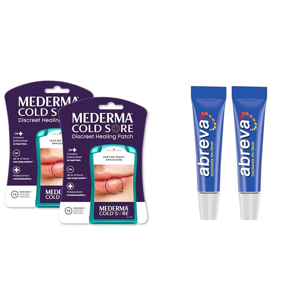 Discreet Cold Sore Healing Patch - Twin Pack to Protect and Conceal Cold & Abreva 10 Percent Docosanol Cold Sore Treatment, Treats Your Fever Blister in 2.5 Days