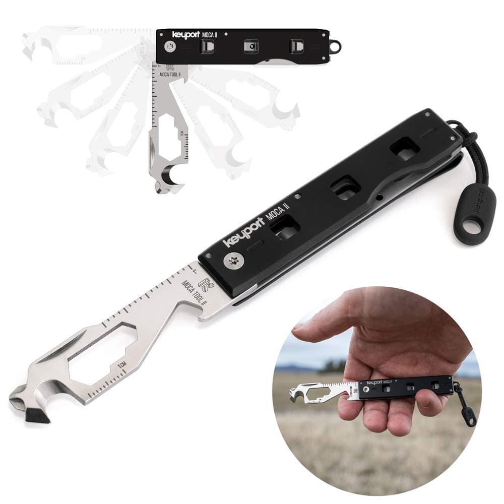 Anywhere Tools MOCA II 11-in-1 Multitool Keychain Module with Pocket Clip & ParaPull - Bottle Opener, Screwdriver, Cord Cutter & More - TSA Friendly Multitool