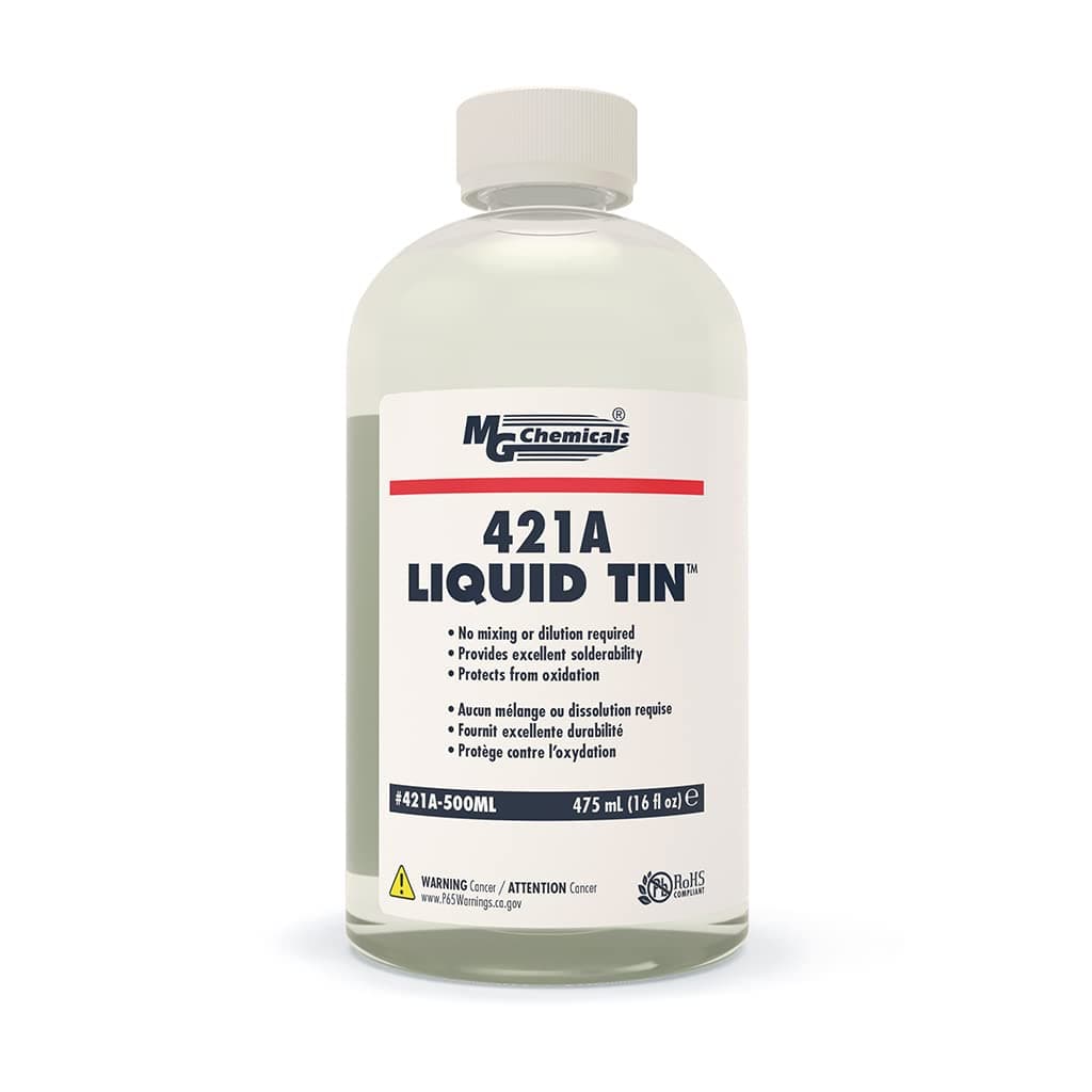 MG Chemicals 421A Liquid Tin, Tin Plating Solution, 500mL Bottle, Clear Yellow