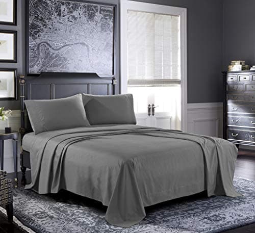 Pure Bedding Bed Sheets - Queen Sheet Set [4-Piece, Galaxy Gray] - Hotel Luxury 1800 Brushed Microfiber - Soft and Breathable - Deep Pocket Fitted Sheet, Flat Sheet, Pillow Cases
