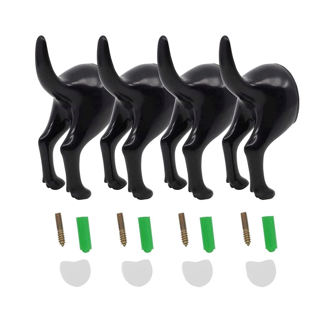 Dog Tail Coat Hooks for Wall,lastic Wall-Mounted Hat Hanger Hooks,Cute Towel Hooks for Bathroom,Decorative Dog Butt Wall Peg for Hanging Coats,Bags,Key,Purse,Dog Leash (Black)
