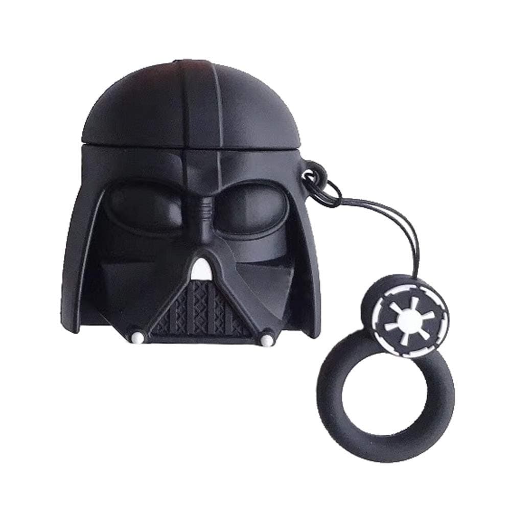 Black Wireless Earphone Case Thick Soft Portable Keychain Finger Ring Protective Silicone Skin Cover Case for AirPods 1/2