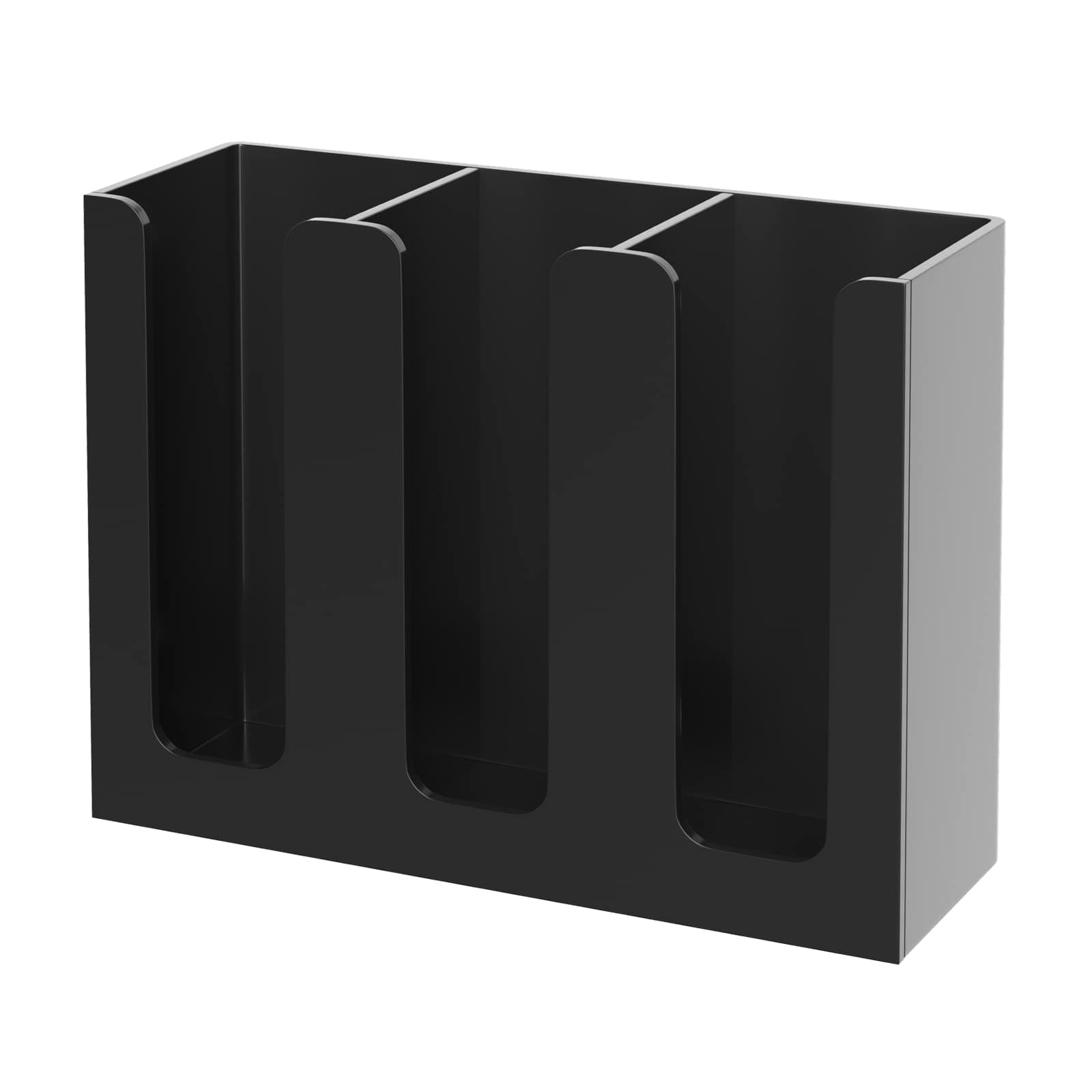 Acrylic Cup and Lid Holder, 3 Compartment, Disposable Coffee Cup Dispenser Cup Storage Organizer, Black