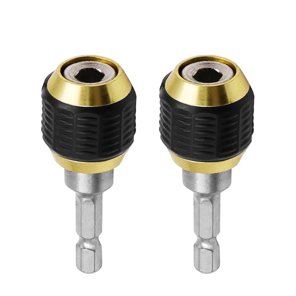 2 Pcs 1/4 Inch Hex Shank Drill Bit Extension Screwdriver Bit Holder Extension Rod Self-Locking Drill Bit Holder Quick Release Chuck Adapter Connector Power Drill Tool [60mm Length]
